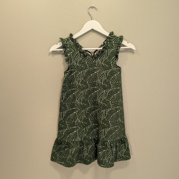 JANIE AND JACK Ivy Leaf Ruffle Trim Dress VNeck Cotton Blend - Size 8 - Picture 1 of 7